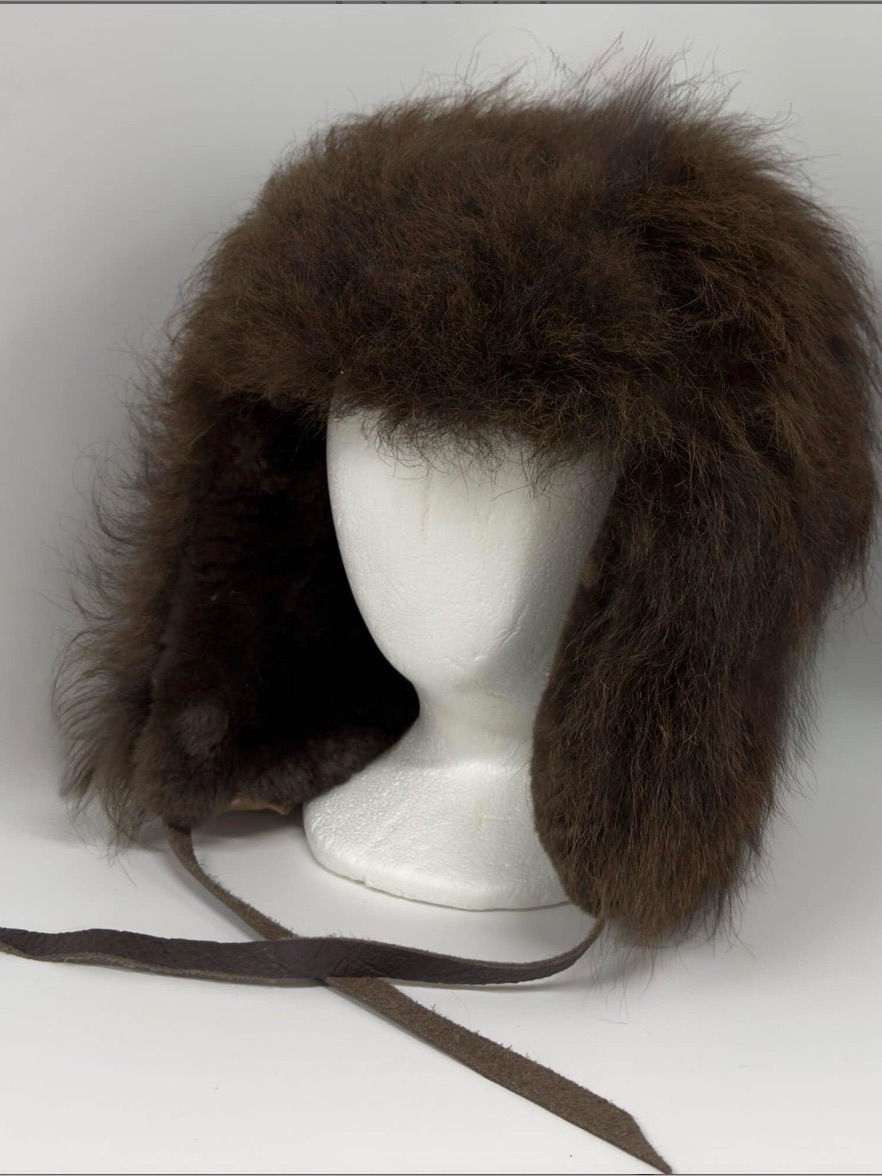 Women’s Brown Fur Buffalo Trapper Hat Soft Insulated Earflap Cap